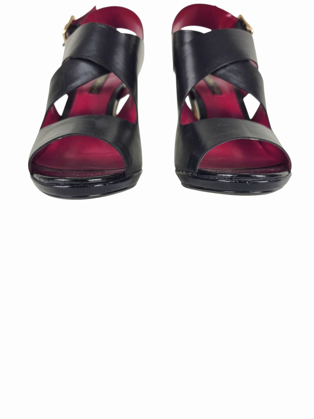 Bandolino Ludlow Crisscross Black Leather Slingback Heels - Picture 7 of 15